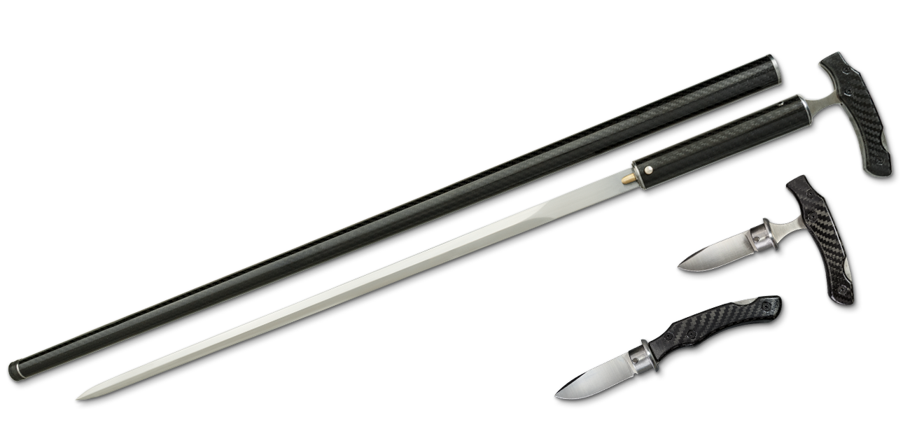 OSC-ii Carbon Fiber Cane Sword w/ Lockback Knife – Dragon King Swords