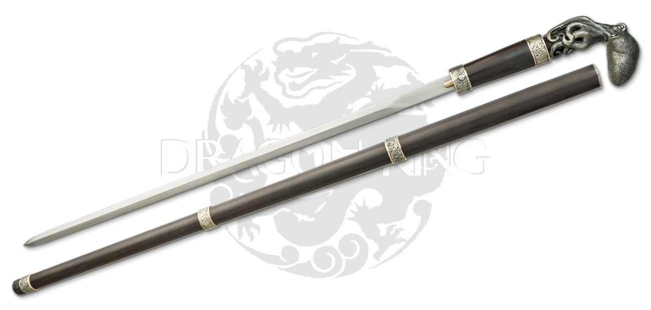 Damascus Octopus Cane Sword - Wood Shaft